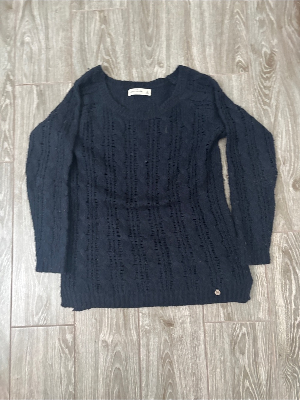 abercrombie kids navy open-knit scoop sweater